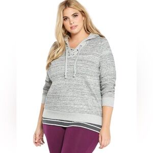 Torrid size 4 gray Lace Up Hoodie Sweatshirt